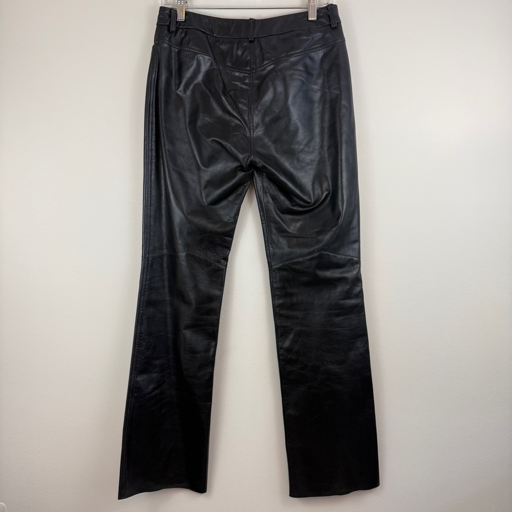 Express Black Genuine Leather Straight-Leg Pants